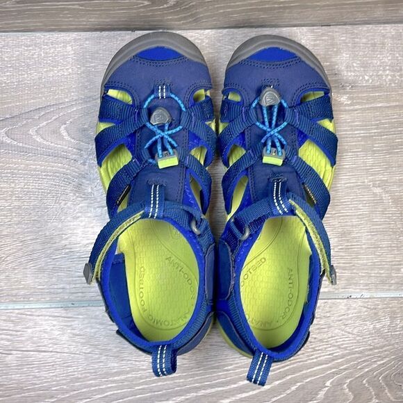 Keen Seacamp II CNX Big Boy Sz 5 Blue Depths Chartreuse Sports Hiking Sandals - Picture 5 of 10